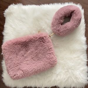 Furry Clutch w Wrist Strap